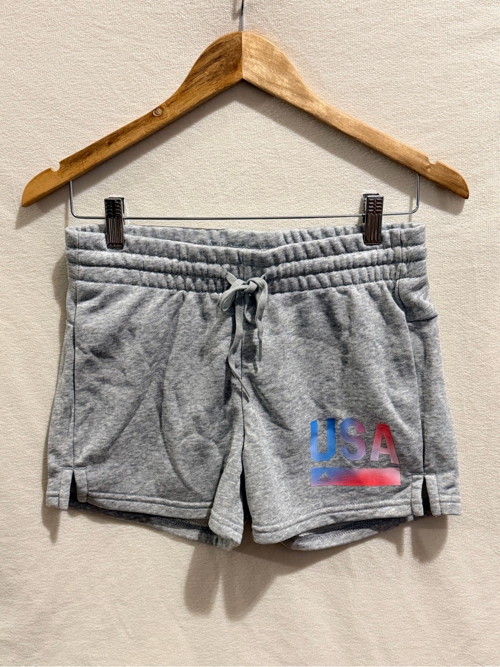 adidas Grey Athletic Shorts with USA Graphic
